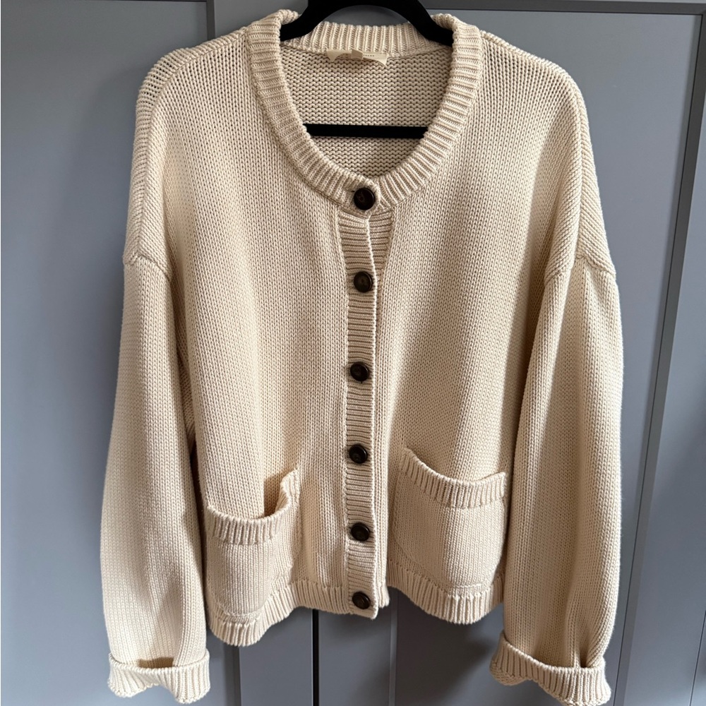 Sézane Titouan Cardigan Natural Ecru XXL 100% Organic Cotton